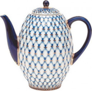 80415 Императорский фарфоровый завод Кофейник "Кобальтовая сетка" "Тюльпан" Фарфор твердый