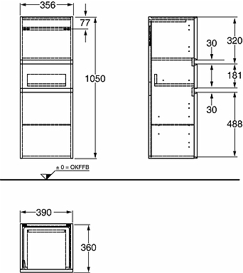 44768 IFO Renova Plan шкаф средней высоты с двумя дверцами и ящиком, глянцевый белый  - Вид №5