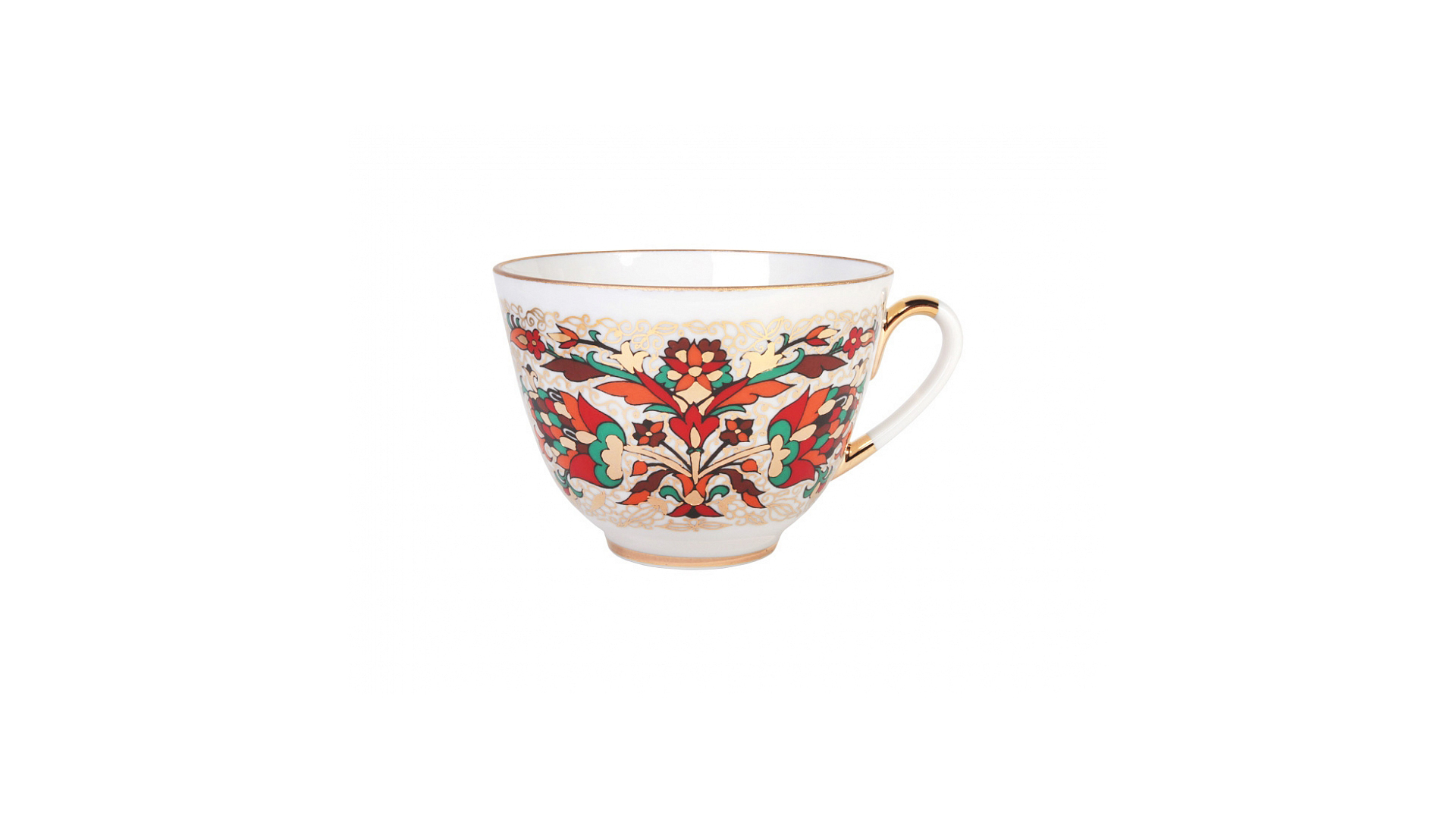99673 Императорский фарфоровый завод Чашка чайная с блюдцем "Красный петух" "Весенняя" Фарфор твердый  - Вид №1