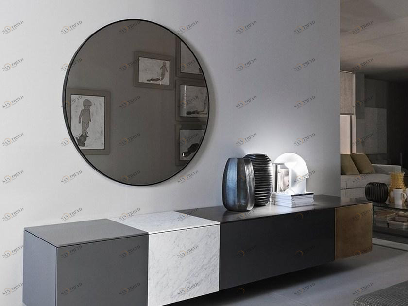 Meridiani Круглое настенное зеркало из кожи sun-id-1419793