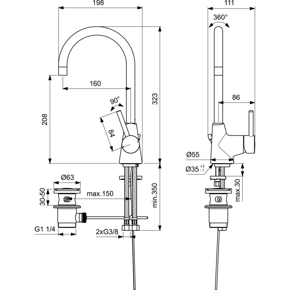 Смеситель для раковины универсальный Ideal Standard Ceraline однорычажный цвет хром 82640771 STLM-2160421 - Вид №4