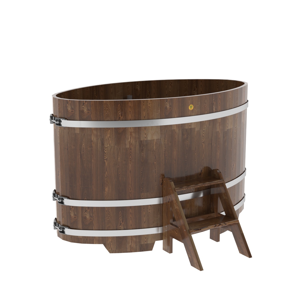 1513 Купель овальная из сращенных ламелей лиственницы 0,92х1,66х1,1 морёная Alyarus 