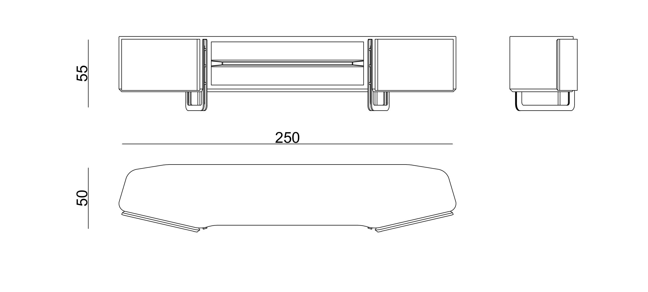 Низкий шкаф для телевизора с распашными дверцами Zebrano Athena ARCH-00084919 - Вид №4