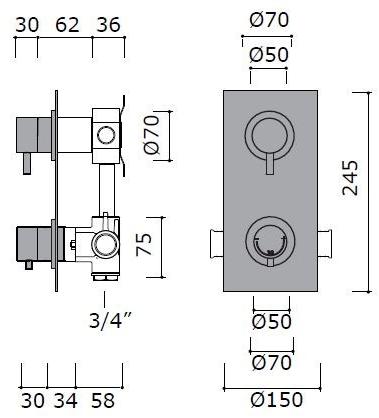 MINA Смеситель для душа из нержавеющей стали с матовой отделкой с пластиной Stiriana 66p2 - Вид №1