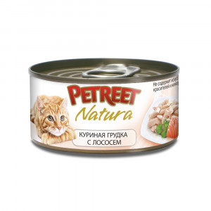 ПР0019082 Корм для кошек куриная грудка с лососем конс. 70г PETREET