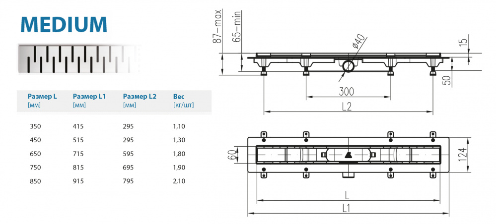 Водоотводящий желоб ALPEN Medium ALP-350M  - Вид №1