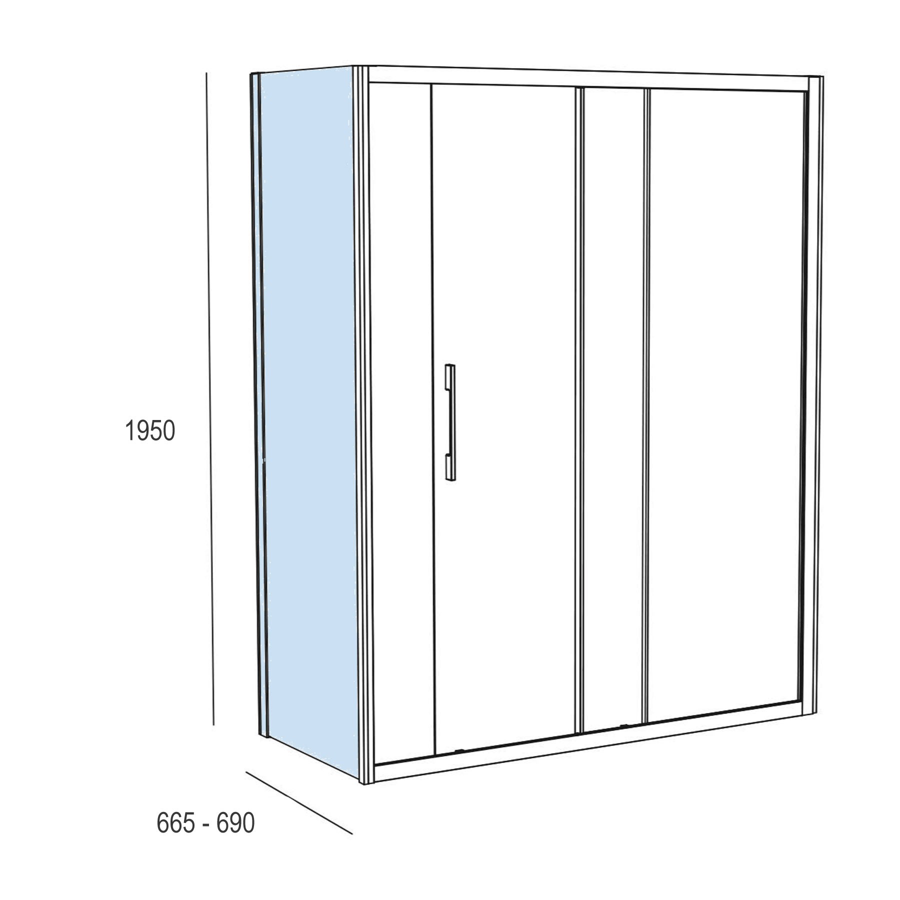 16904 SALGAR Душевая перегородка CLEAR фиксированная боковая ROAD SCREEN PRINT 665-690 x 1950 мм - Вид №1