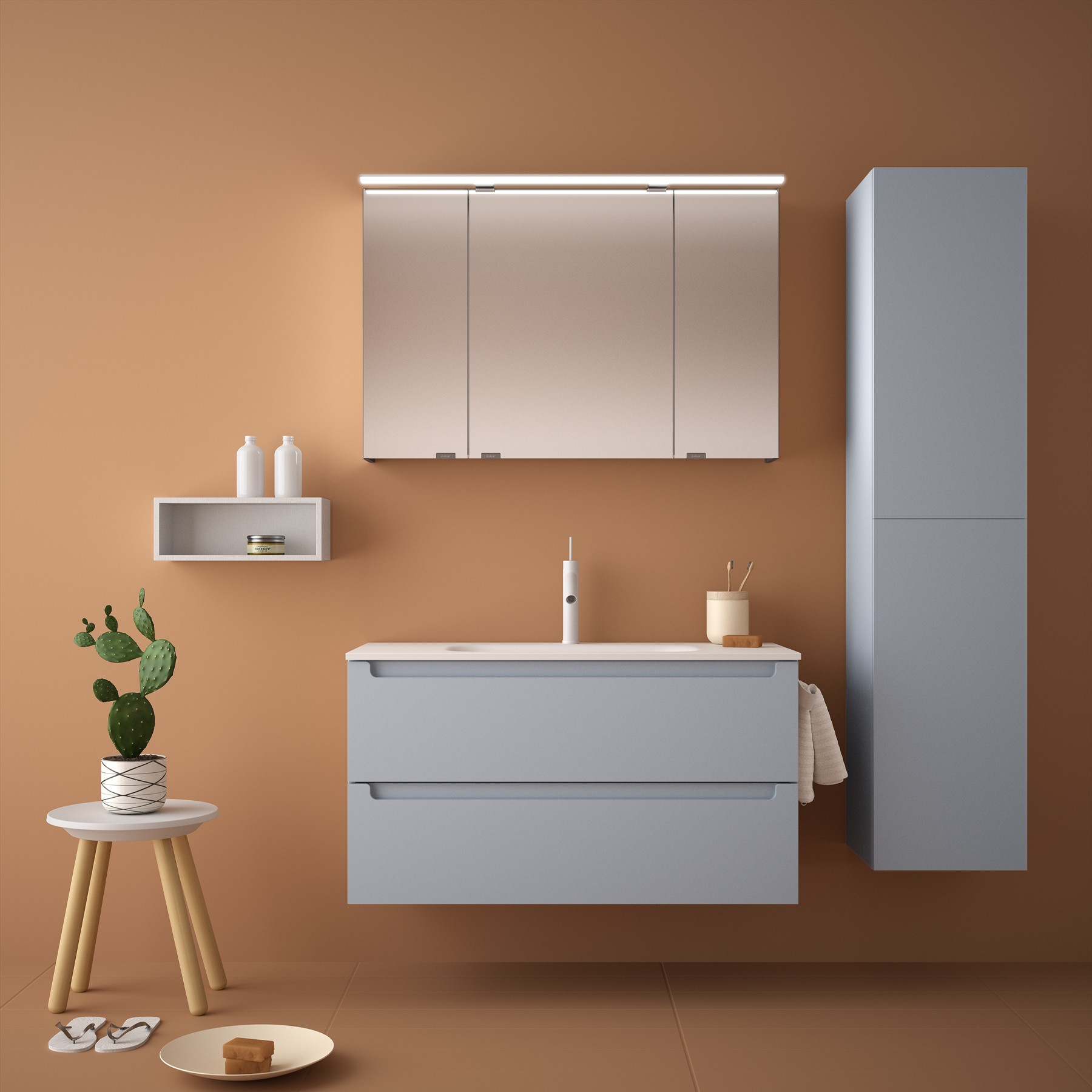 81722 SALGAR Мебель для умывальника MONTERREY 1000 2 металлических ящика BLUE FOG 997 x 540 x 450 мм Синий туман 