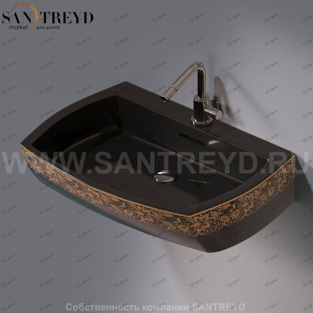 L283.461G Подвесная раковина настенная овальная A. e T. Italia SQUARE черная AeT ITALIA