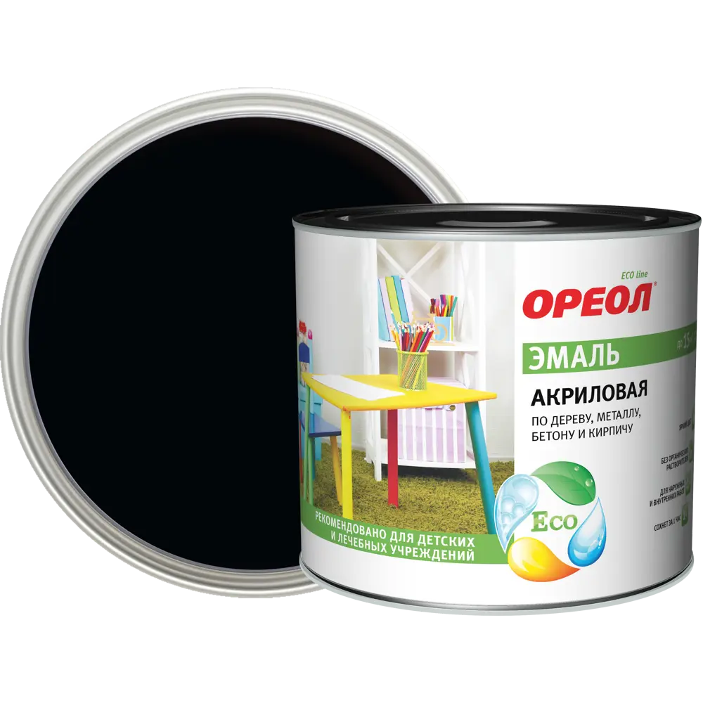 Эмаль акриловая Ореол матовая цвет чёрный 1.9 кг STLM-2104267