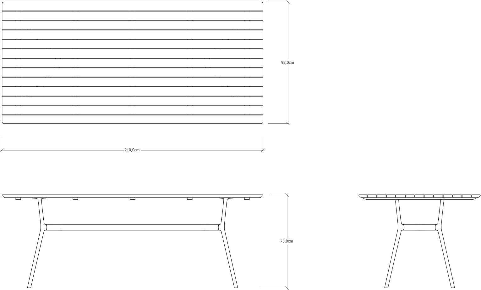 Алюминиевый и деревянный прямоугольный садовый стол TRIBÙ Branch ARCH-00014129 - Вид №4
