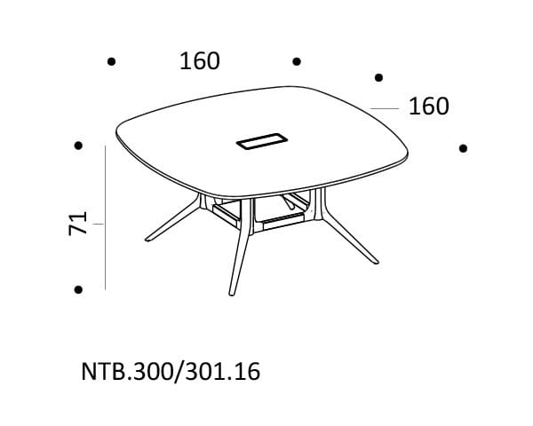 Регулируемый по высоте прямоугольный стол для совещаний с системой кабельной втулки ICF NoTable ARCH-00036629 - Вид №5