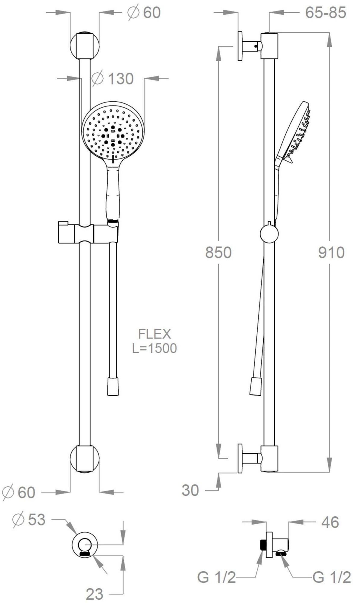 Fir Italia Направляющая из латуни с ручным душем Aste saliscendi 1400916 - Вид №1