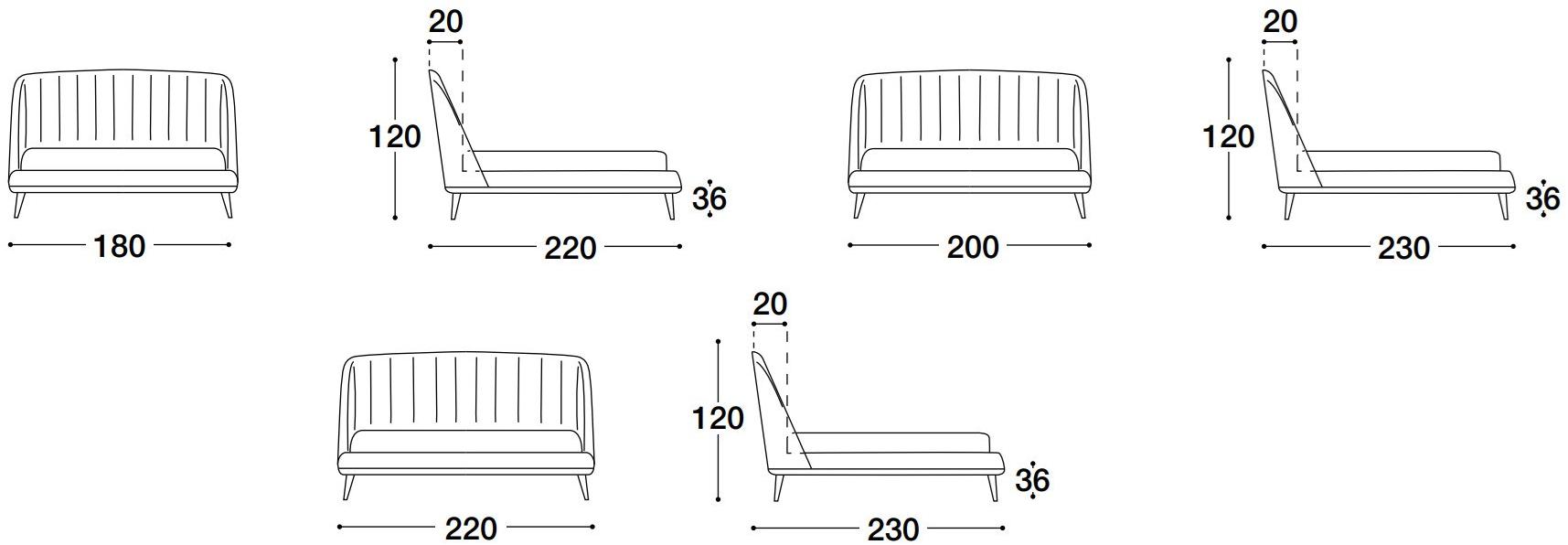 VOLPI Двуспальная кровать с мягким изголовьем Luigi volpi Lv-86007 - Вид №2