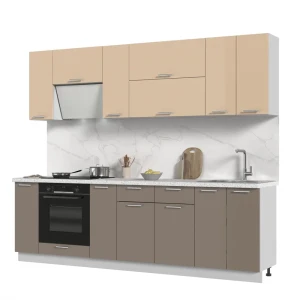 91504163 Кухонный гарнитур Стендмебель Ксения 260x217x60 см ЛДСП цвет капучино/ванильный STLM-1472692