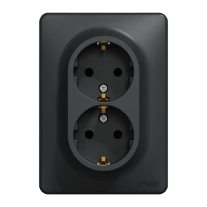 Розетка двойная встраиваемая Systeme Electric Sedna Design с заземлением, цвет антрацит 84794310 STLM-2153035
