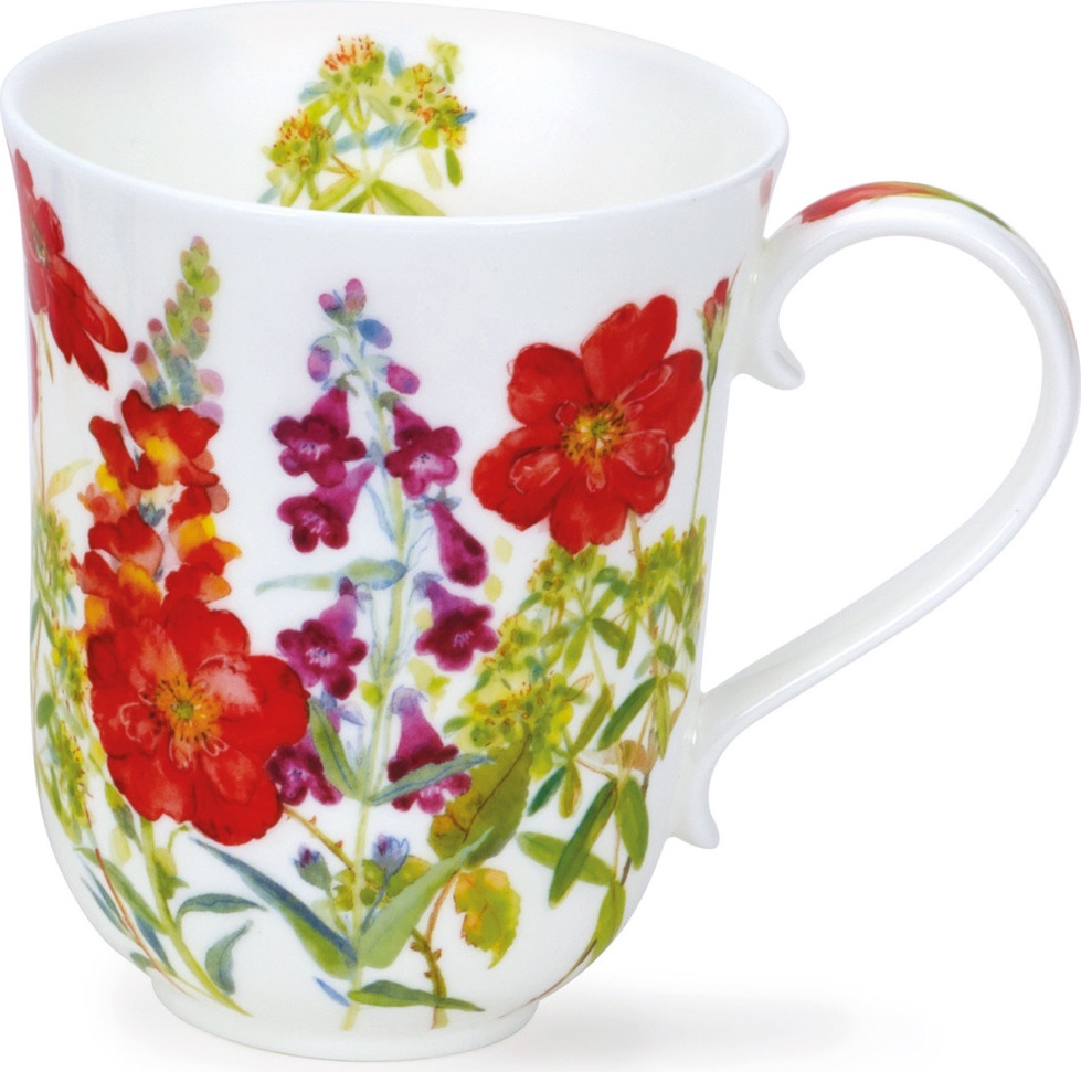 10648642 Dunoon Кружка Dunoon "Загородные цветы в красных тонах.Бремор" 330мл Фарфор костяной 