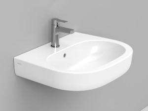 Овальная керамическая подвесная раковина с переливом