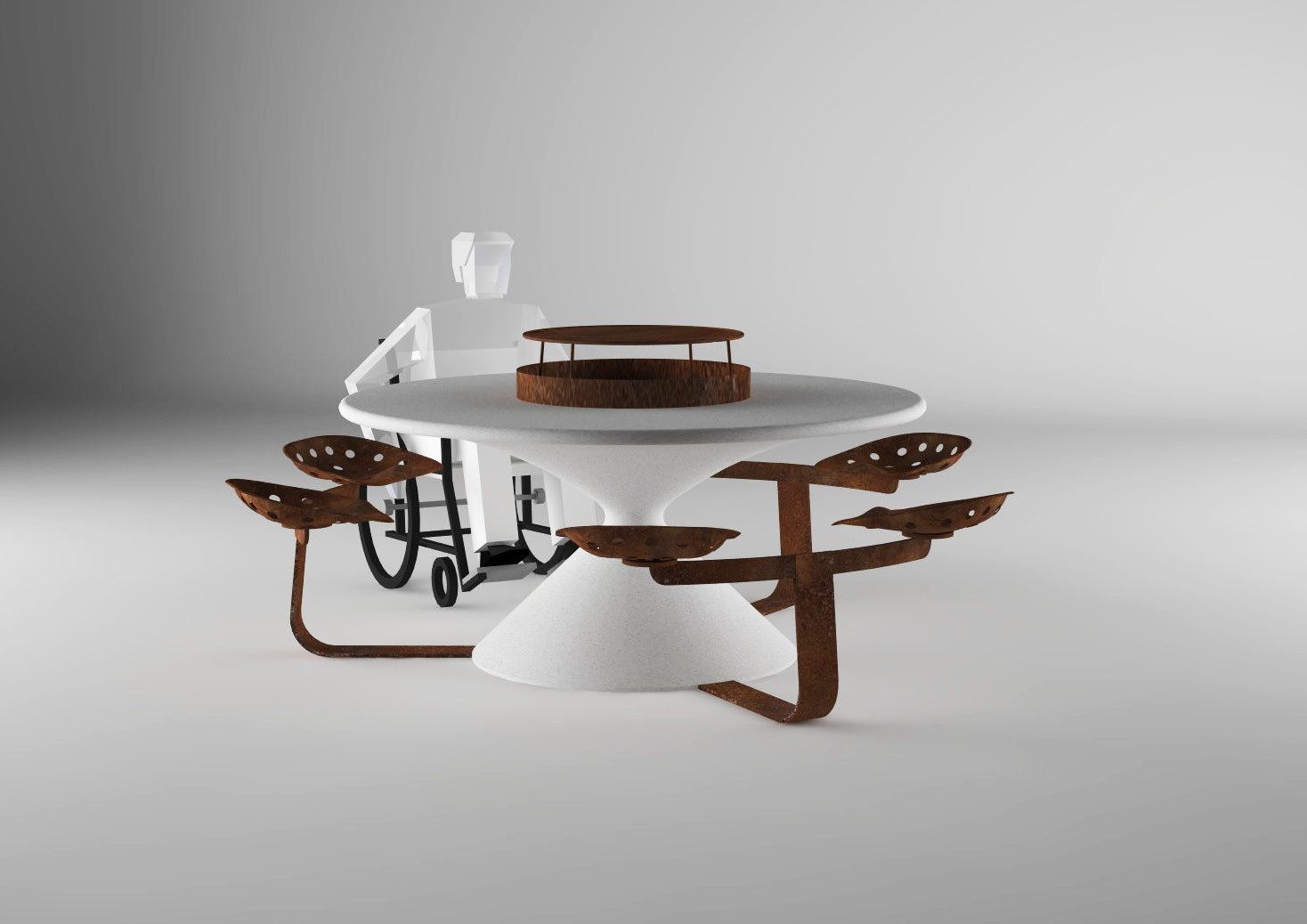 Круглый стол для общественных мест со встроенными стульями Viscio Urban Design RONDO’ ARCH-00136836 - Вид №1