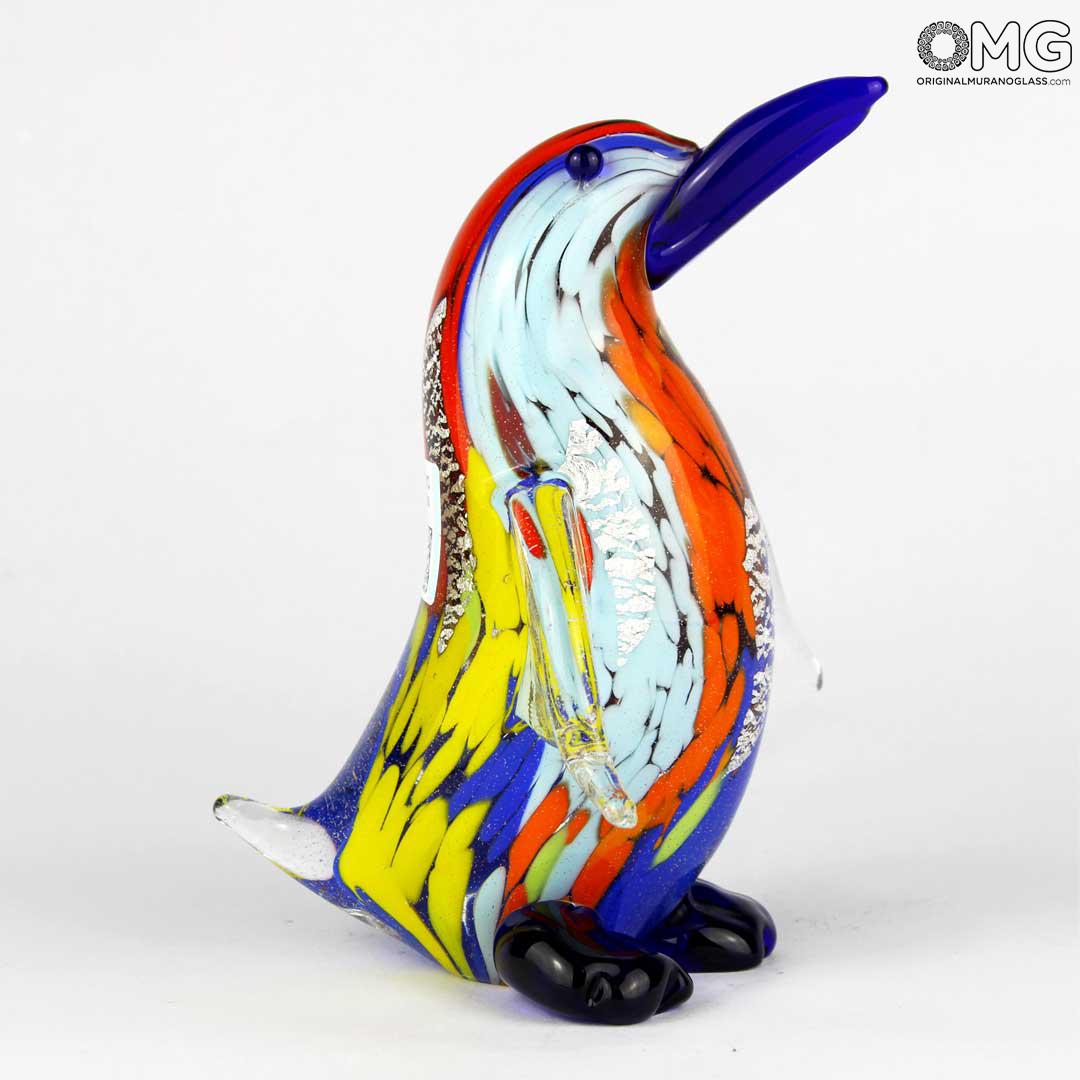 3252 ORIGINALMURANOGLASS Фигурка пингвина - серебро - Original Murano Glass OMG 8 см  - Вид №1