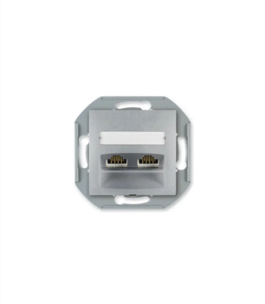 91698774 Розетка компьютерная встраиваемая Aling-conel Prestige 6014.S RJ45 Cat 5e UTP цвет серебряный STLM-1110079