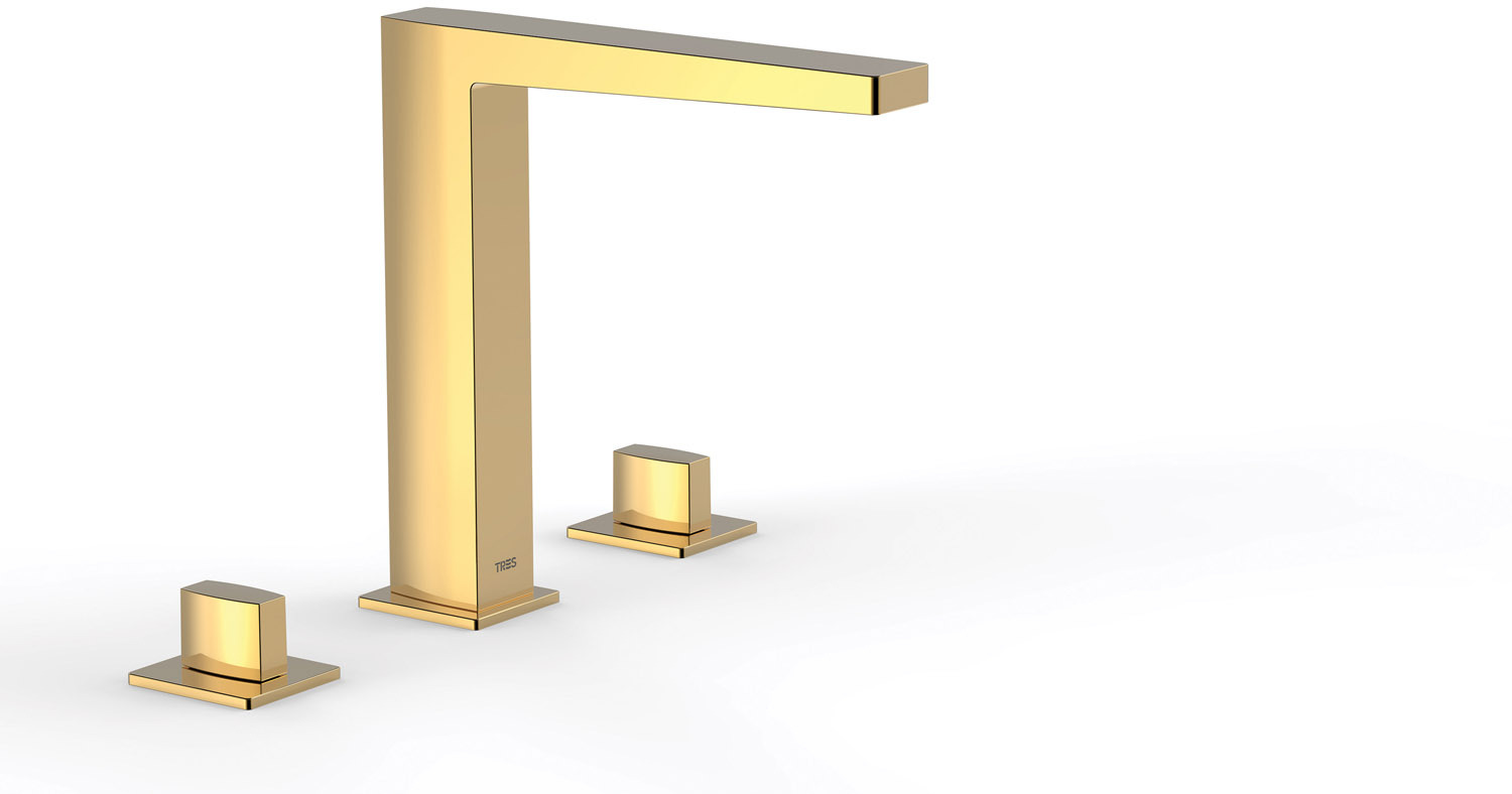 ТОНКИЙ бортиковый смеситель для умывальника с 3 отверстиями-20210501OR TRES