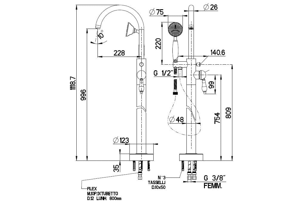 Однорычажный смеситель для ванны Gaia Mobili Complements ARCH-00050022 - Вид №2