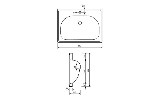 Одинарный овальный умывальник из нержавеющей стали Thermomat 2012 ARCH-00104371 - Вид №2