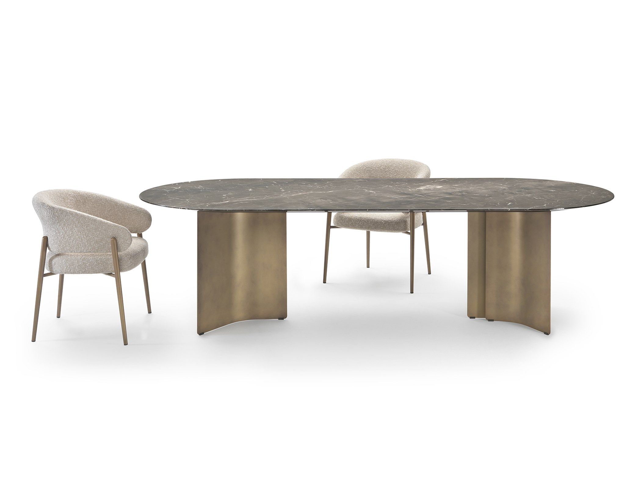 Овальный стол с мраморным верхом и изогнутым металлическим основанием Marelli Wave ARCH-00138111