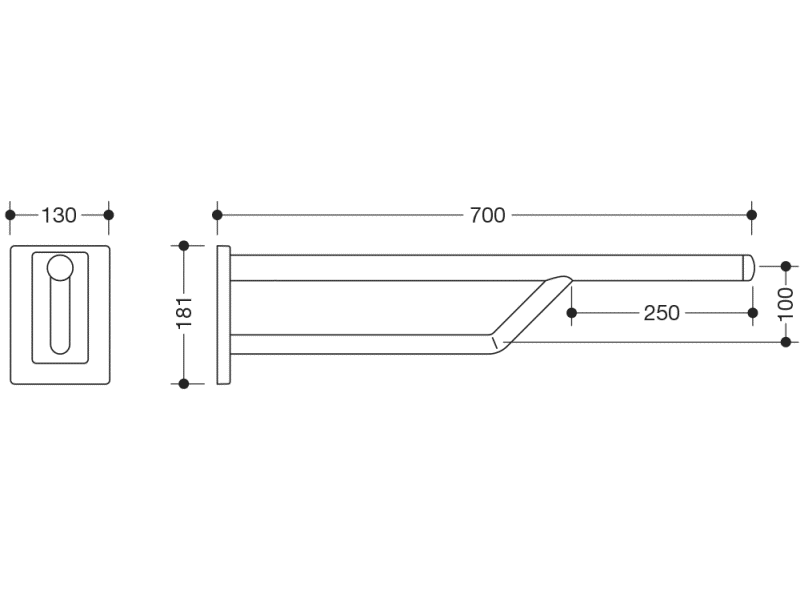 950.50.32090 Двойная ручка для крепления к стене HEWI Stützen  - Вид №1