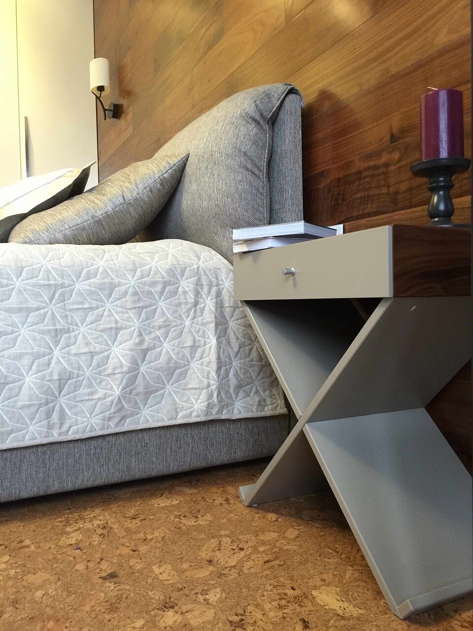 Прикроватная тумбочка дизайнерская серая Bonn BRAGIN DESIGN  256381 Серый  - Вид №2