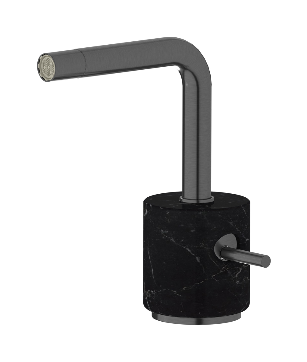 Смеситель для биде на 1 отверстие в комплекте с донным клапаном. WE ARE IB mm220cs_2 Brushed Black Chrome Marmo