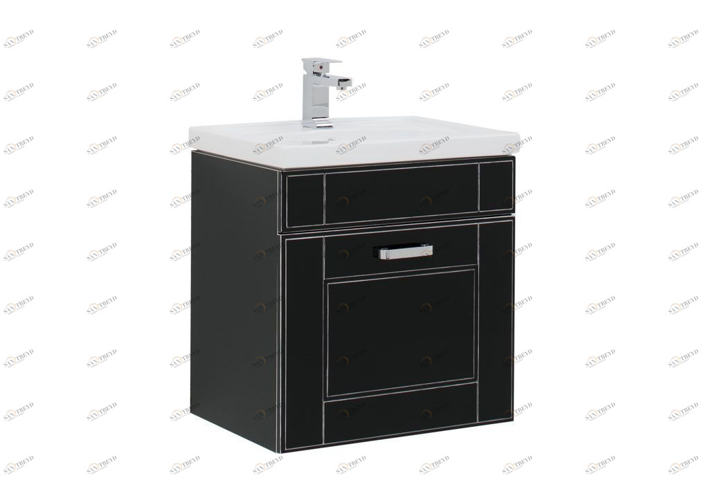 Тумба с раковиной Aquanet Рондо 60 черный антик (1 ящик) 0019677900185476