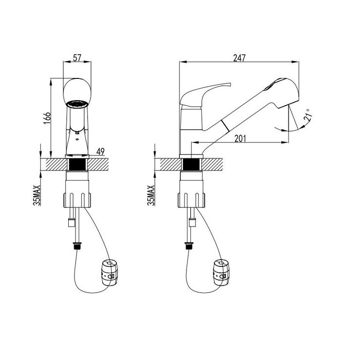 DA2SBP0M05 Milardo Davis Смеситель для кухни c выдвижным изливом Davis Россия  - Вид №6