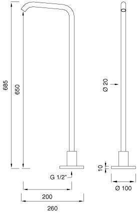 Ceadesign Напольный излив из нержавеющей стали для ванны Milo360 Mil 139 - Вид №1