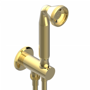 A55-54 Душ ручной стильный встраиваемый в стену, шланг и патрубок для душа с крючком Thg-paris Art Déco с рукоятками Покрытие PVD золотистый цвет