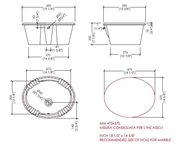Овальный встраиваемый умывальник Devon&Devon VICTORIAN ARCH-00054799 - Вид №2