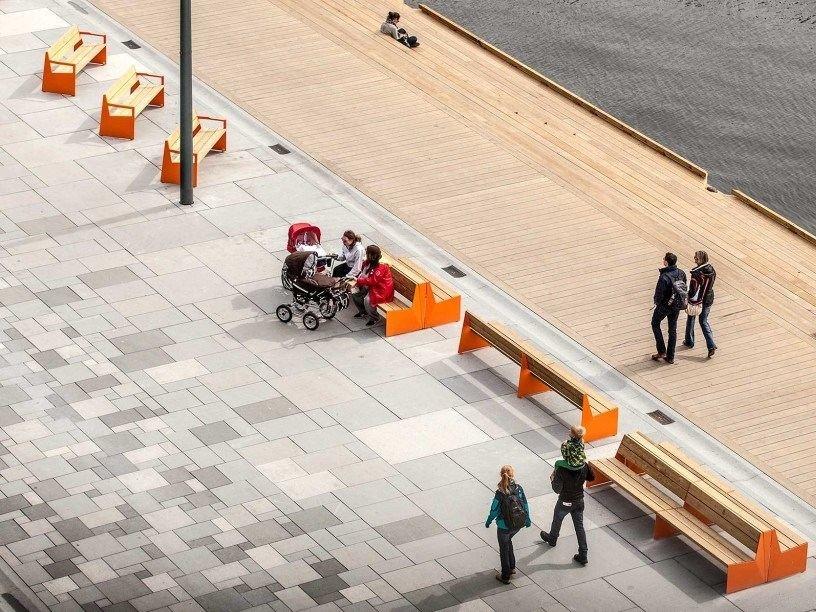 VESTRE Скамейка из стали и дерева с подлокотниками Bloc sun-id-1488211 - Вид №2