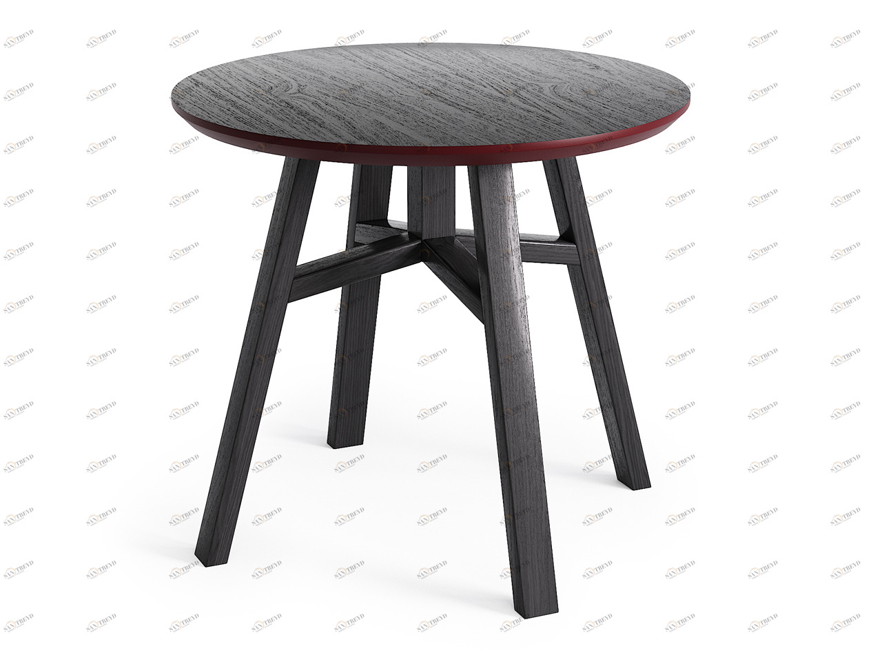 Приставной столик круглый черный дуб, марсала 55 см Mack THE IDEA  210078 Черный 