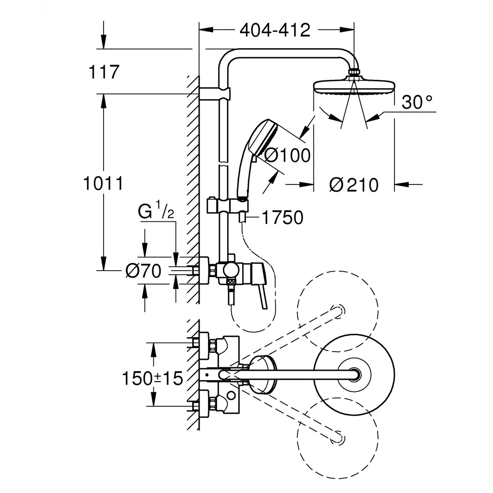 Душевая система Grohe Vitalio Start Clova со смесителем 83596589 STLM-2170766  - Вид №4