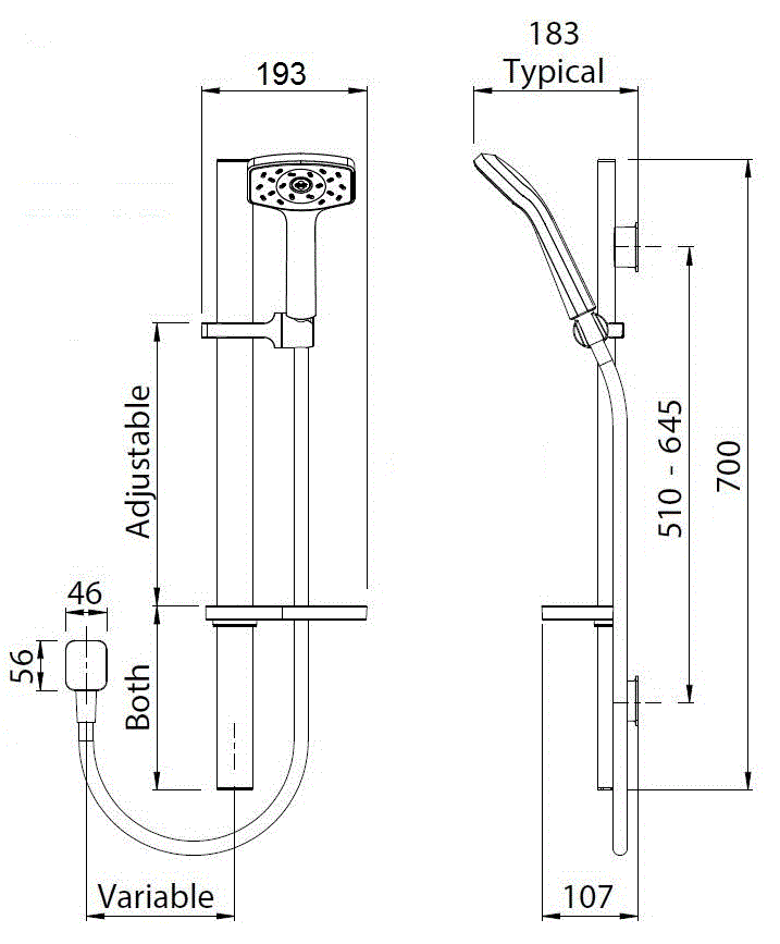 WASRCPWH Душ с направляющими скольжения Waipori Satinjet Methven Белый  - Вид №1