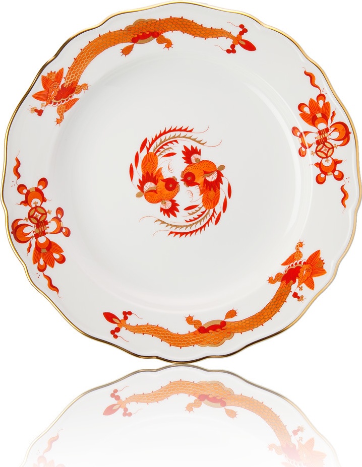 93233 Meissen Тарелка десертная 18см "Красный Дракон" (золотой кант) Фарфор, Керамика 
