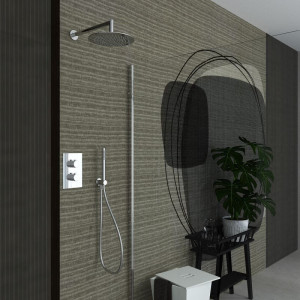 Хромированная металлическая душевая головка и ручной душ