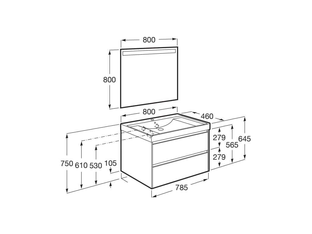 Деревянный одиночный умывальник с зеркалом Roca UNIK A8516 / A8517 ARCH-00015558 - Вид №29