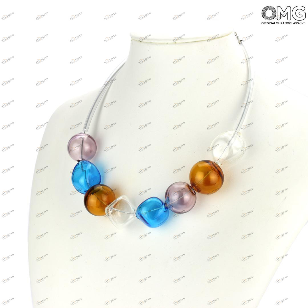 2479 ORIGINALMURANOGLASS Ожерелье Античность с венецианскими бусинами - муранское стекло - Original Murano Glass OMG 45 см 