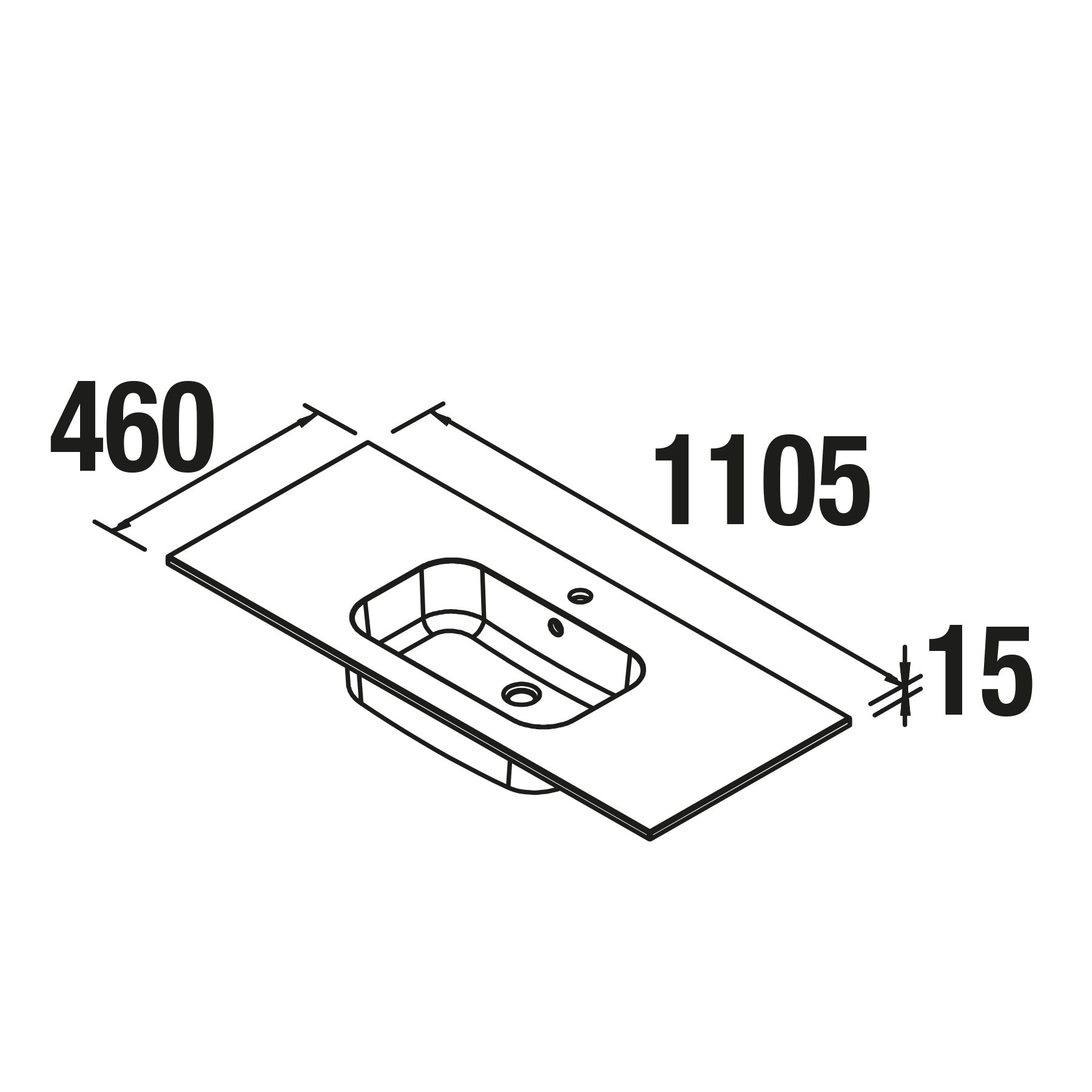 18687 SALGAR Раковина SOFIA 1105 MINERALMARMO 1105 x 15 x 460 мм - Вид №1