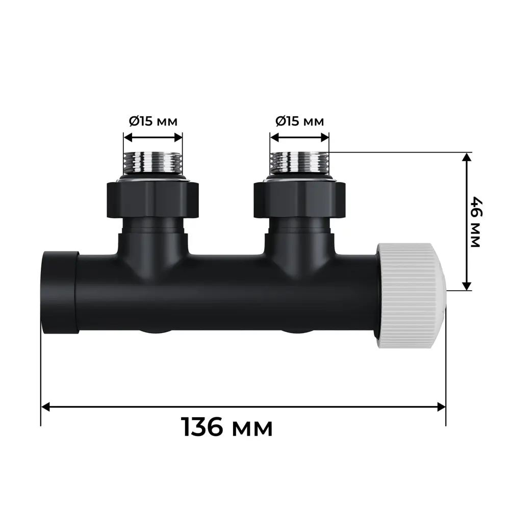 Узел нижнего подключения термостатический угловой Royal Thermo Design Pro 1/2" латунь цвет черный STLM-2177473 - Вид №4