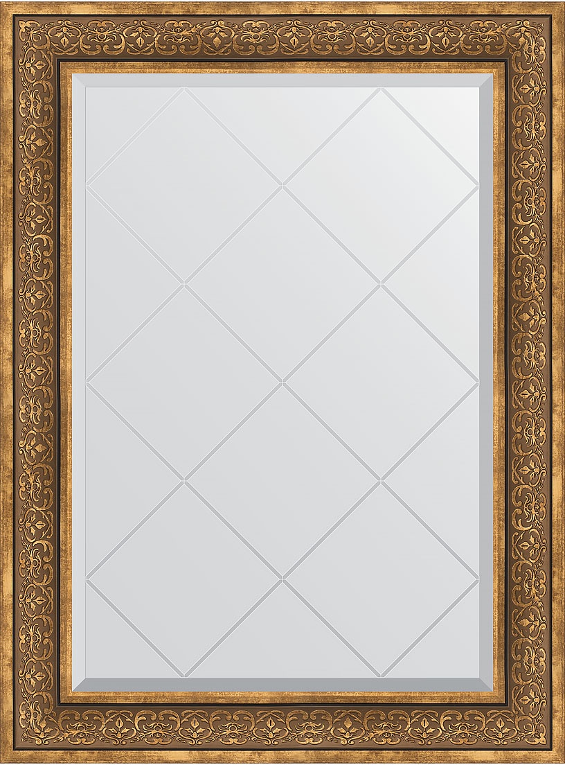 BY 4206 Зеркало с гравировкой в багетной раме - вензель бронзовый 101 mm EVOFORM Exclusive-G