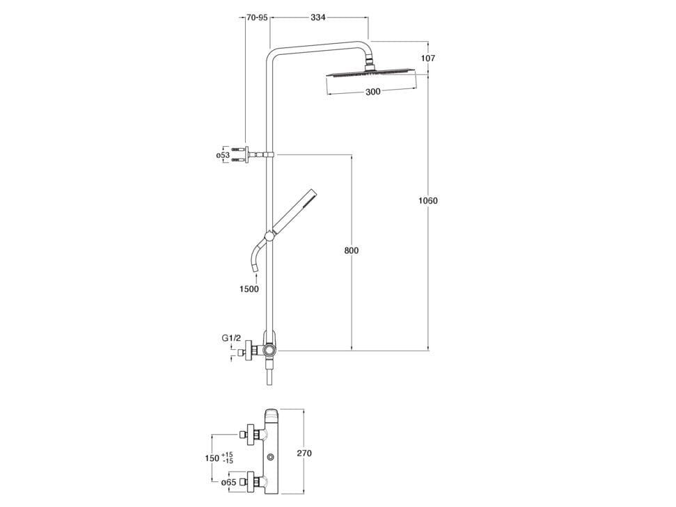 Настенная душевая колонна с ручным душем CRISTINA Rubinetterie бочка ARCH-00075892 - Вид №3