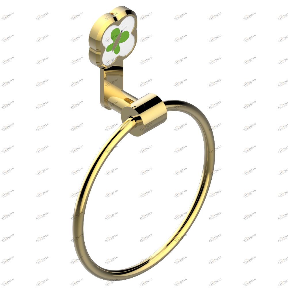 A7E-504N Полотенцедержатель-кольцо-Ø 180 мм одинарное Thg-paris Capucine зелёный с платиновым декором Покрытие PVD золотистый цвет A7E-504N CAT.F